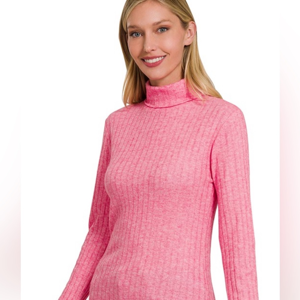 Zenana Strawberries & Cream  Turtleneck Sweater - Picture 2 of 2